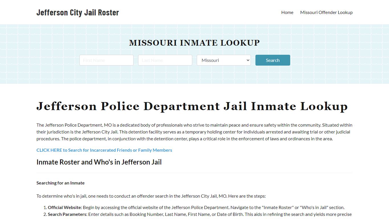 Jefferson Police Department & City Jail, MO Inmate Roster, Arrests ...