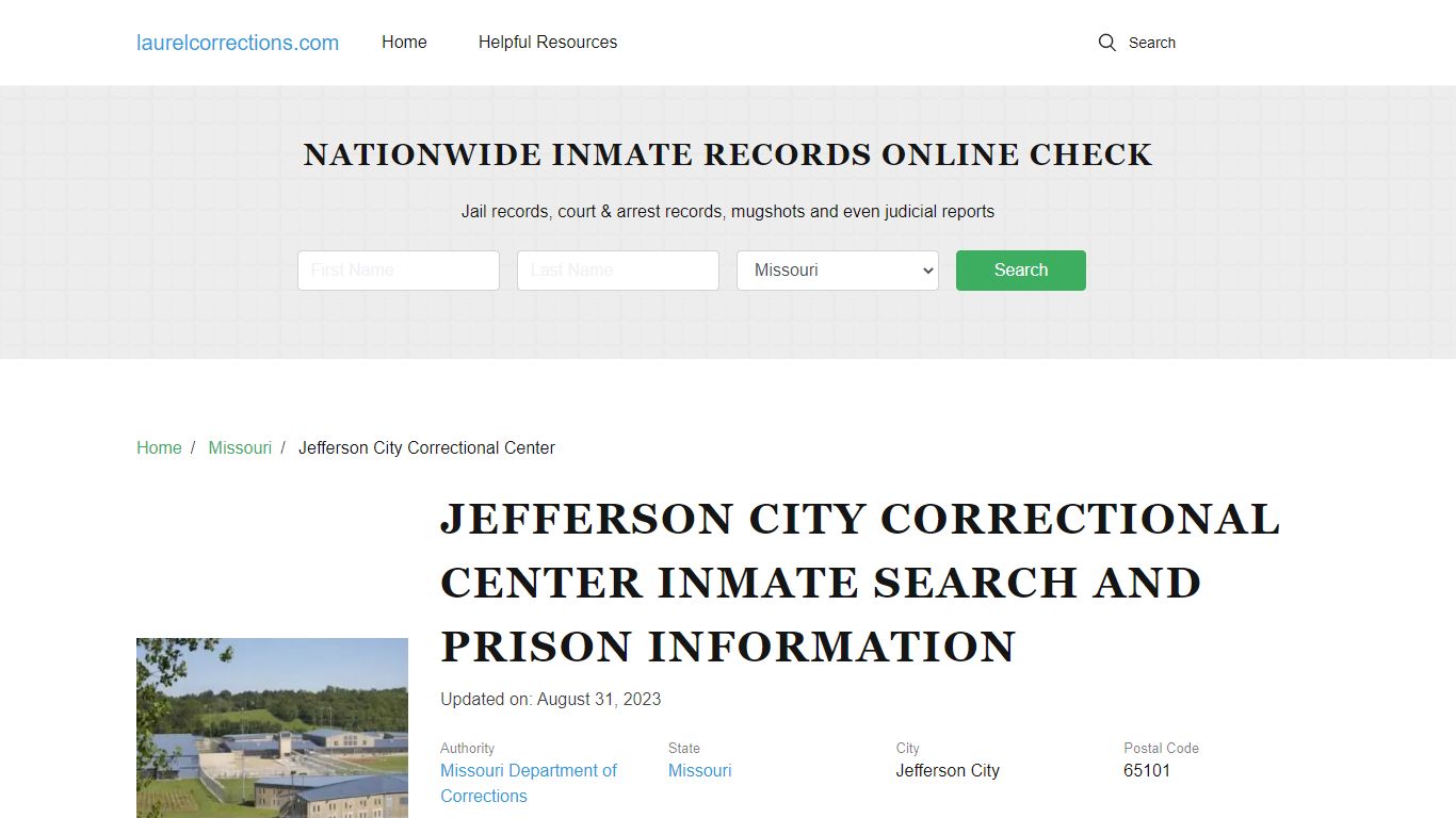 Jefferson City Correctional Center Inmate Search, Visitation, Contacts